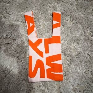 Orange and White Knit Purse/Tote